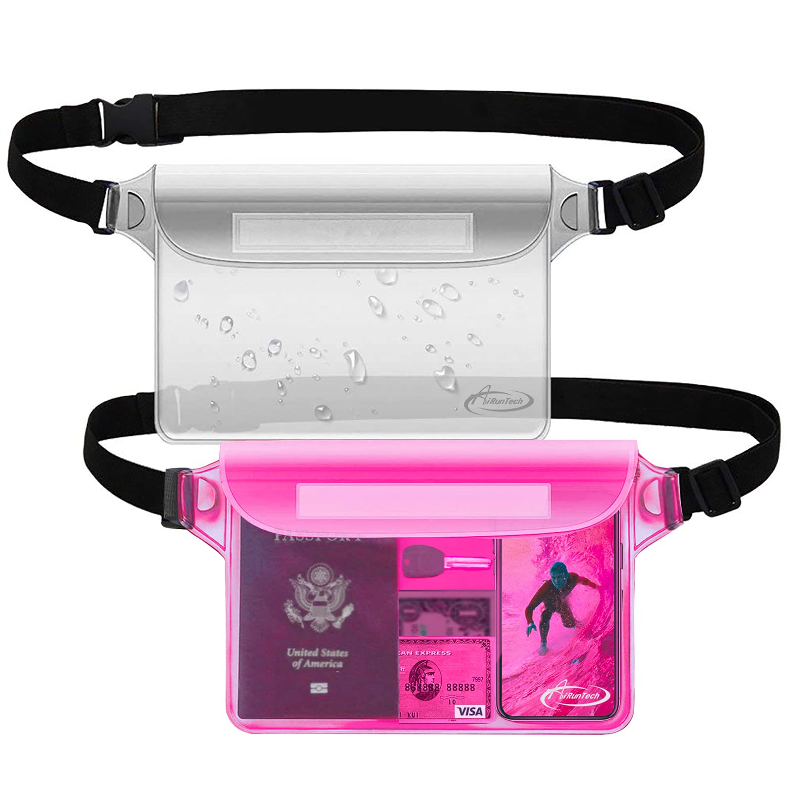 2-Pack Waterproof Waist Pouch
