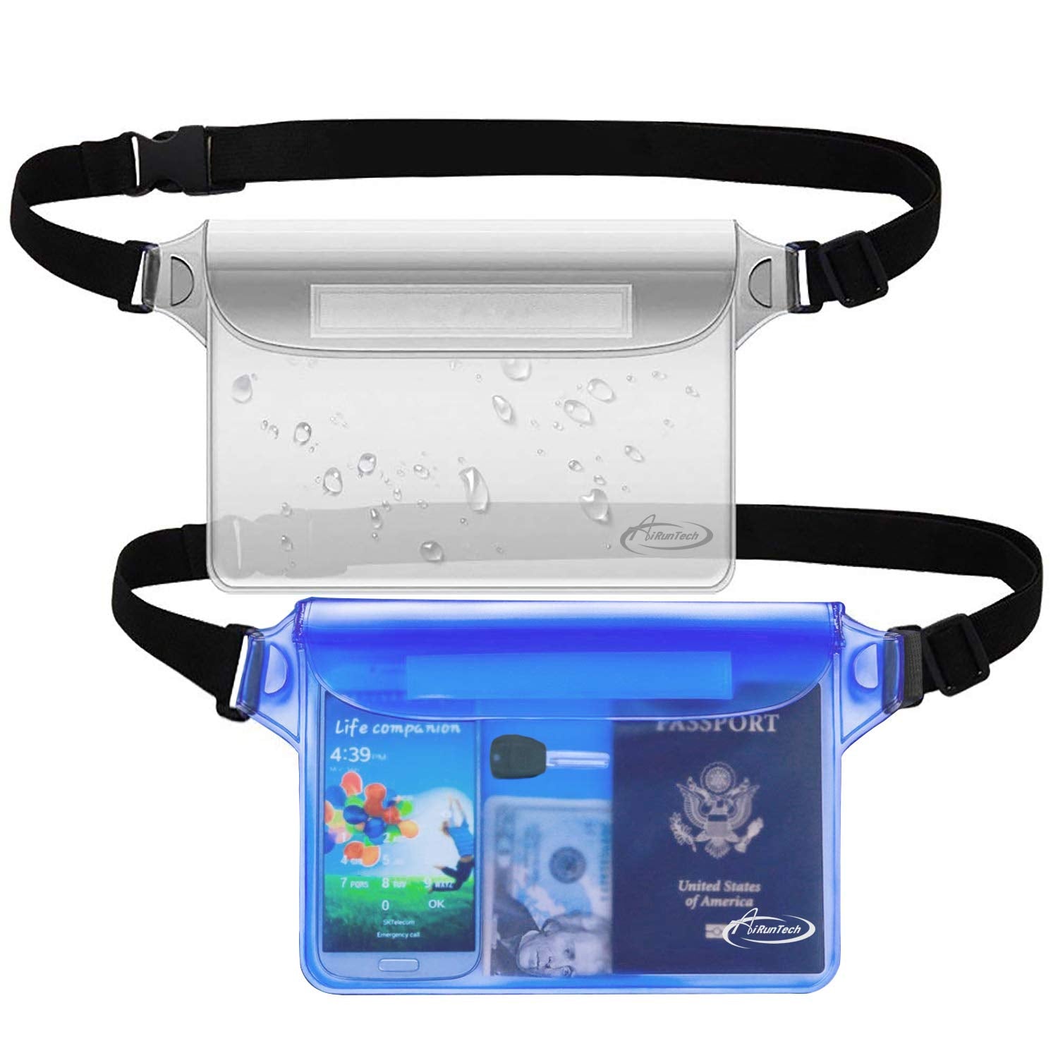 2-Pack Waterproof Waist Pouch
