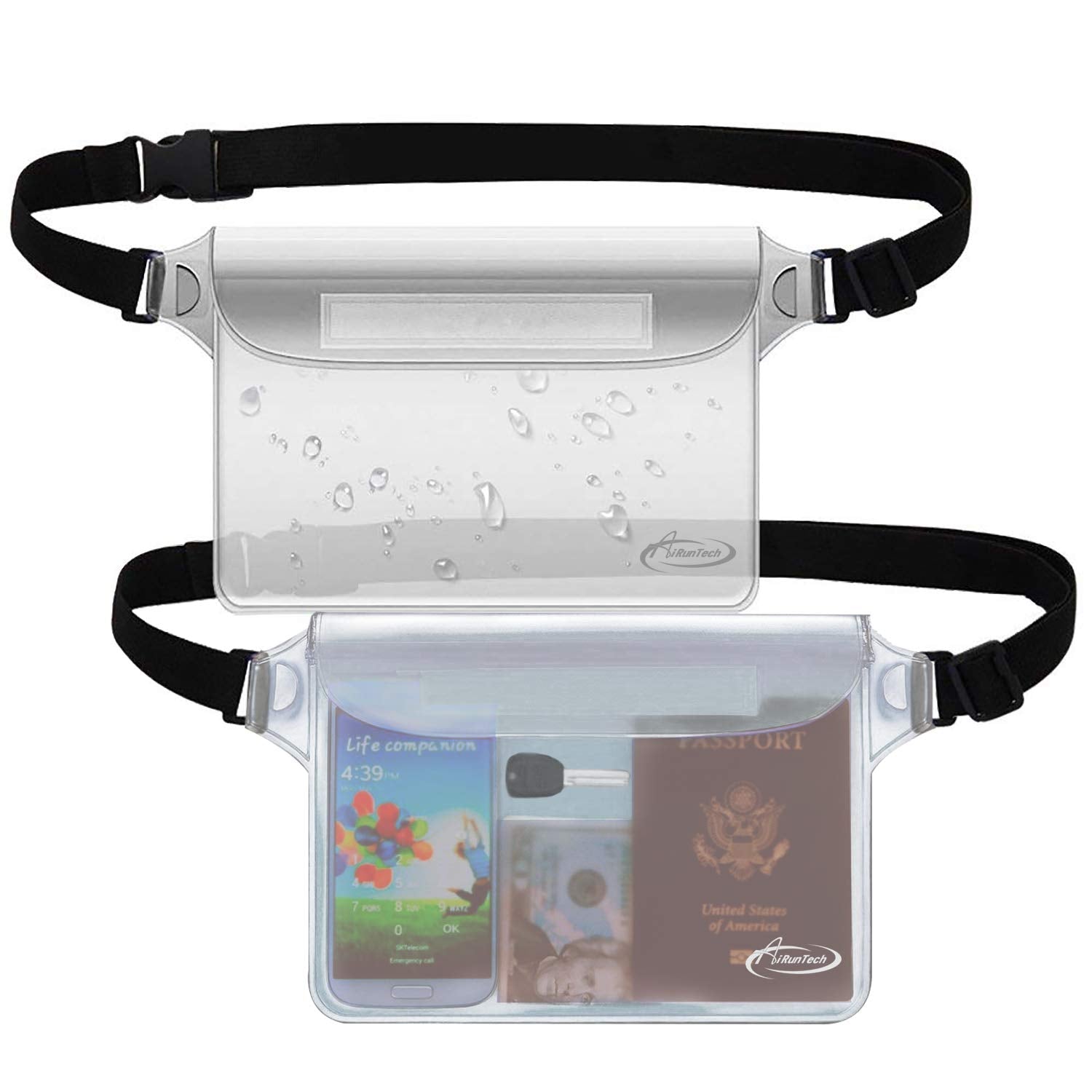 2-Pack Waterproof Waist Pouch