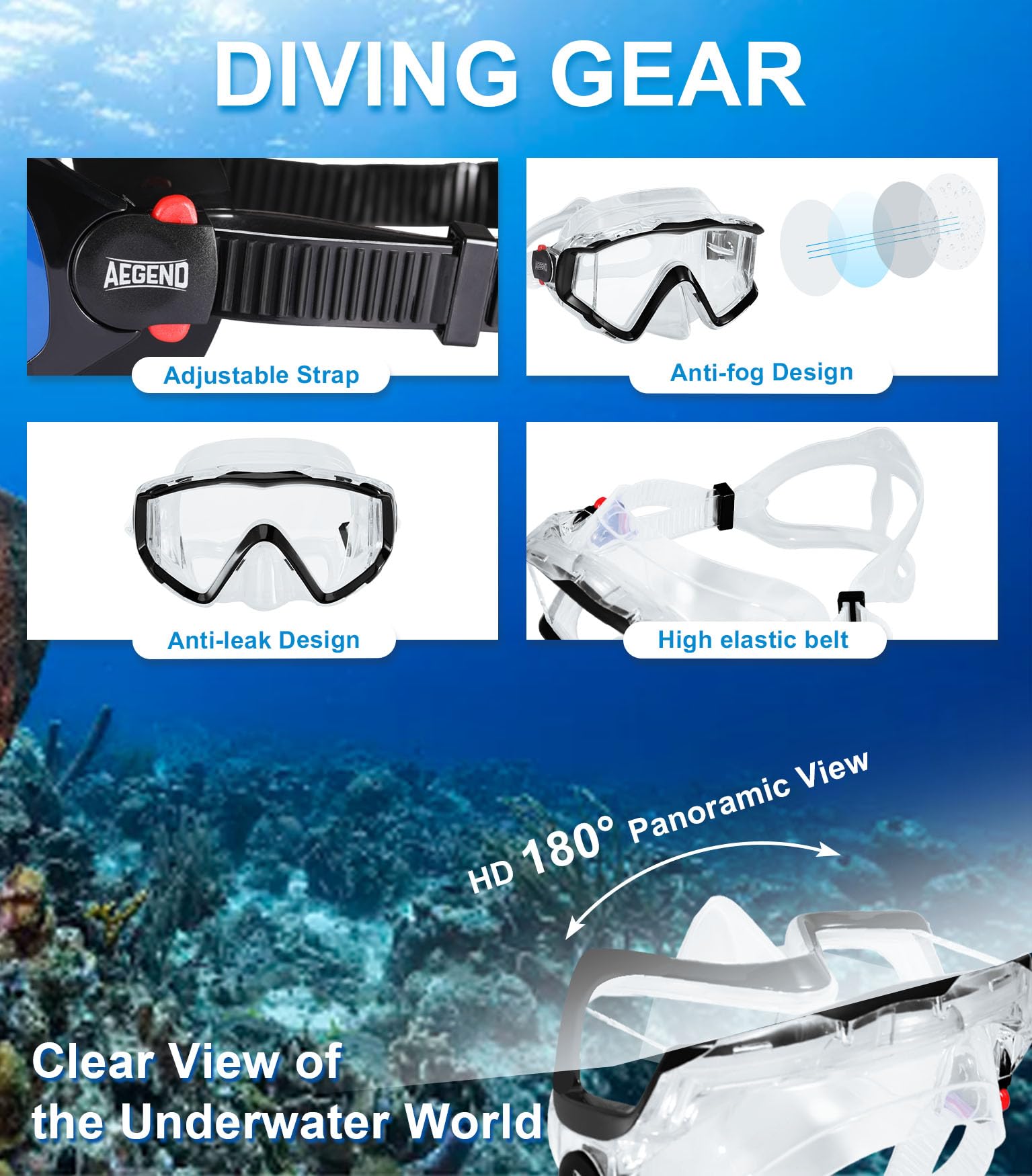 Dry Top Snorkel Mask Set
