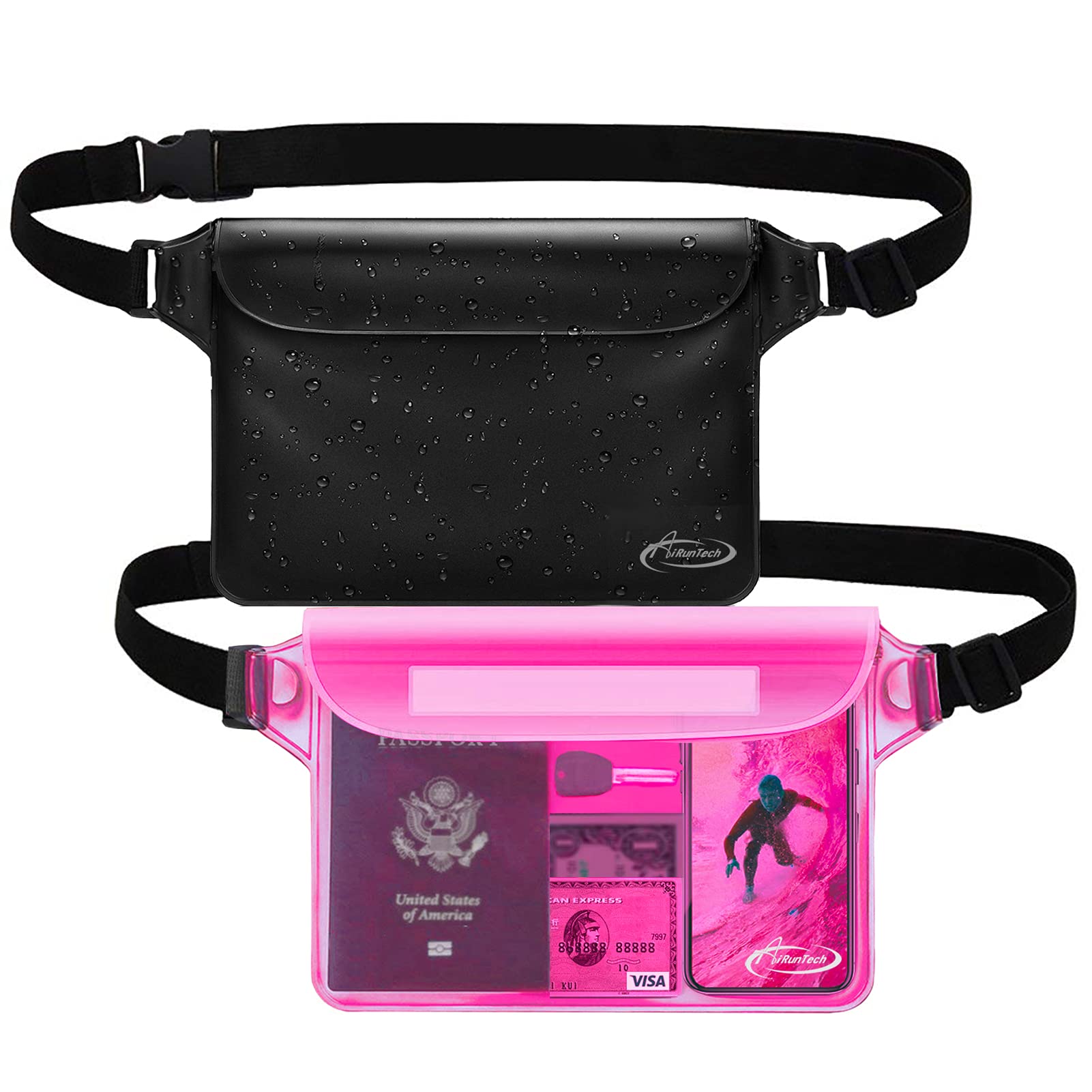 2-Pack Waterproof Waist Pouch