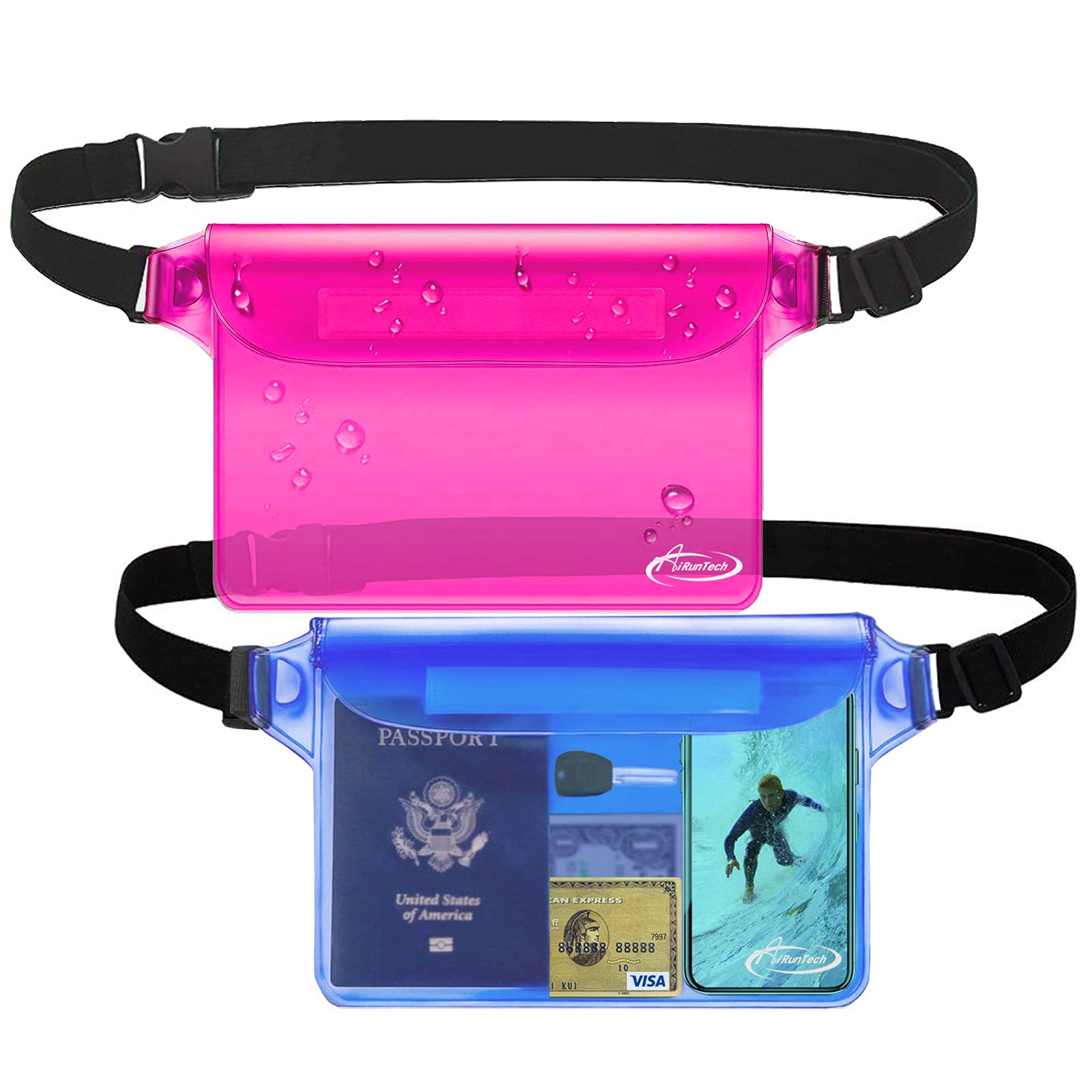 2-Pack Waterproof Waist Pouch