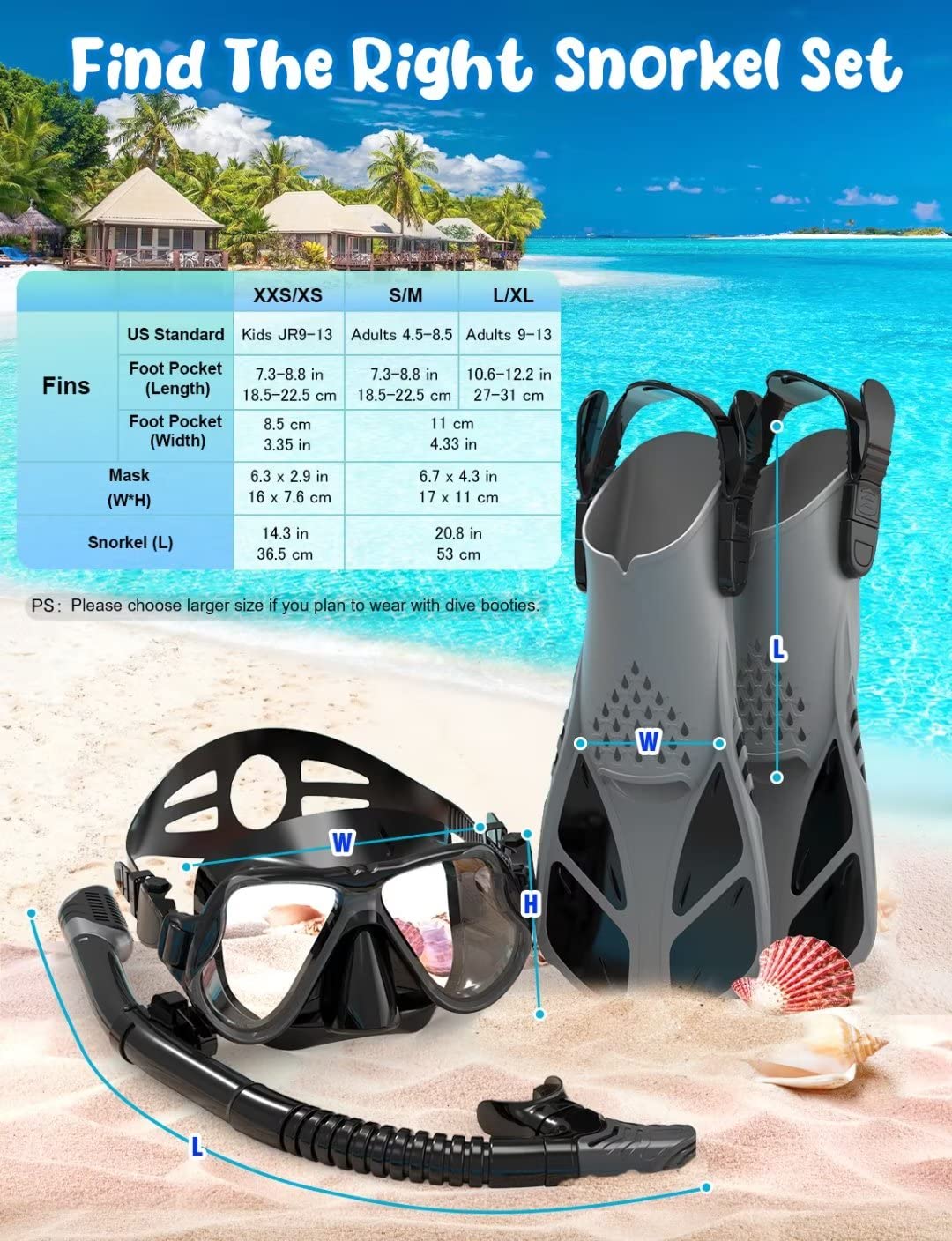Mask Fins & Snorkel Set