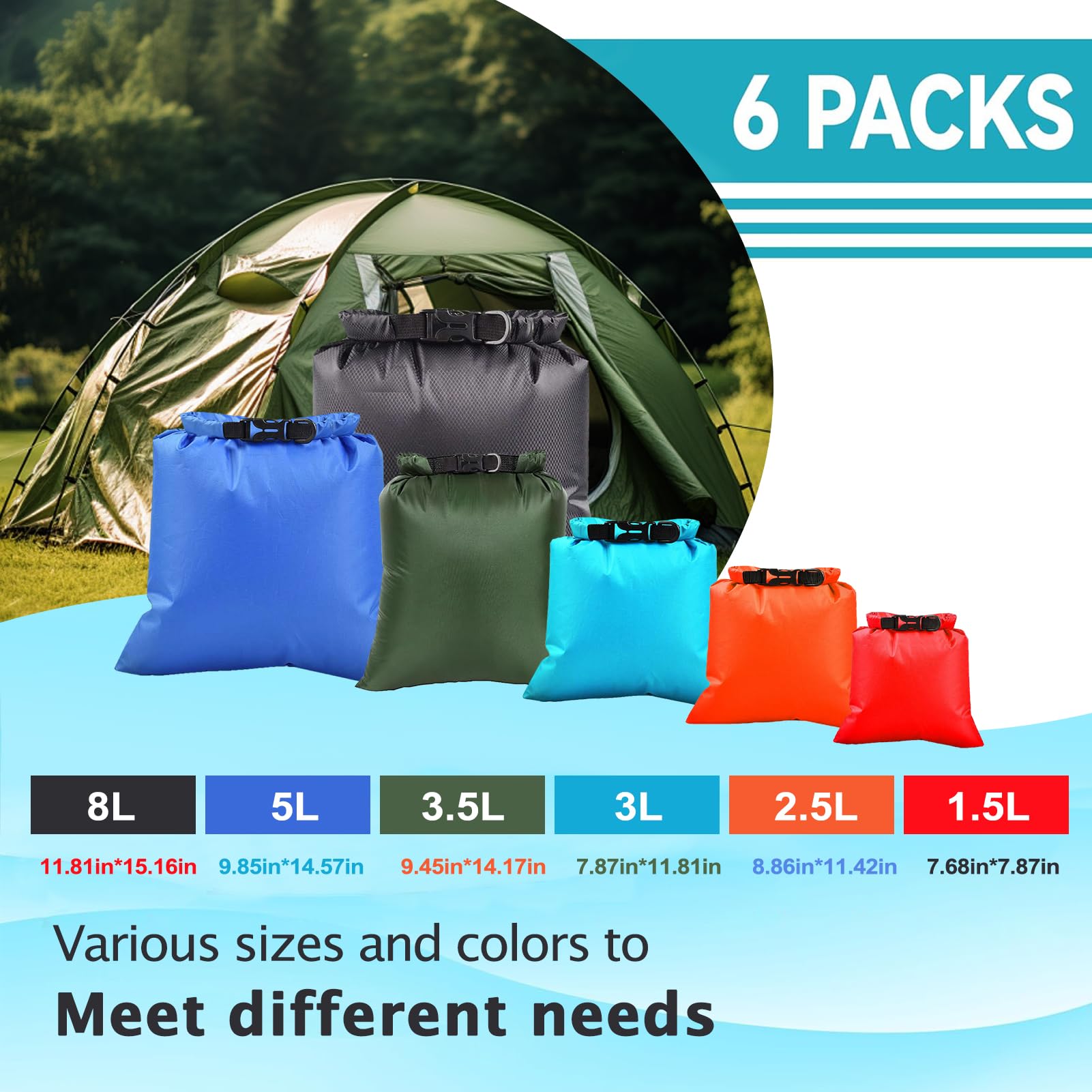 6PCS Waterproof Dry Bag Set