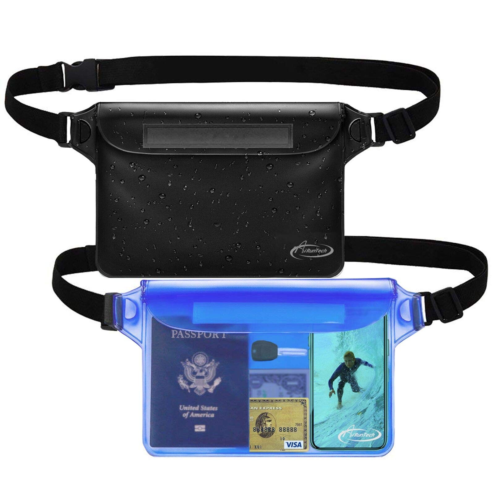 2-Pack Waterproof Waist Pouch
