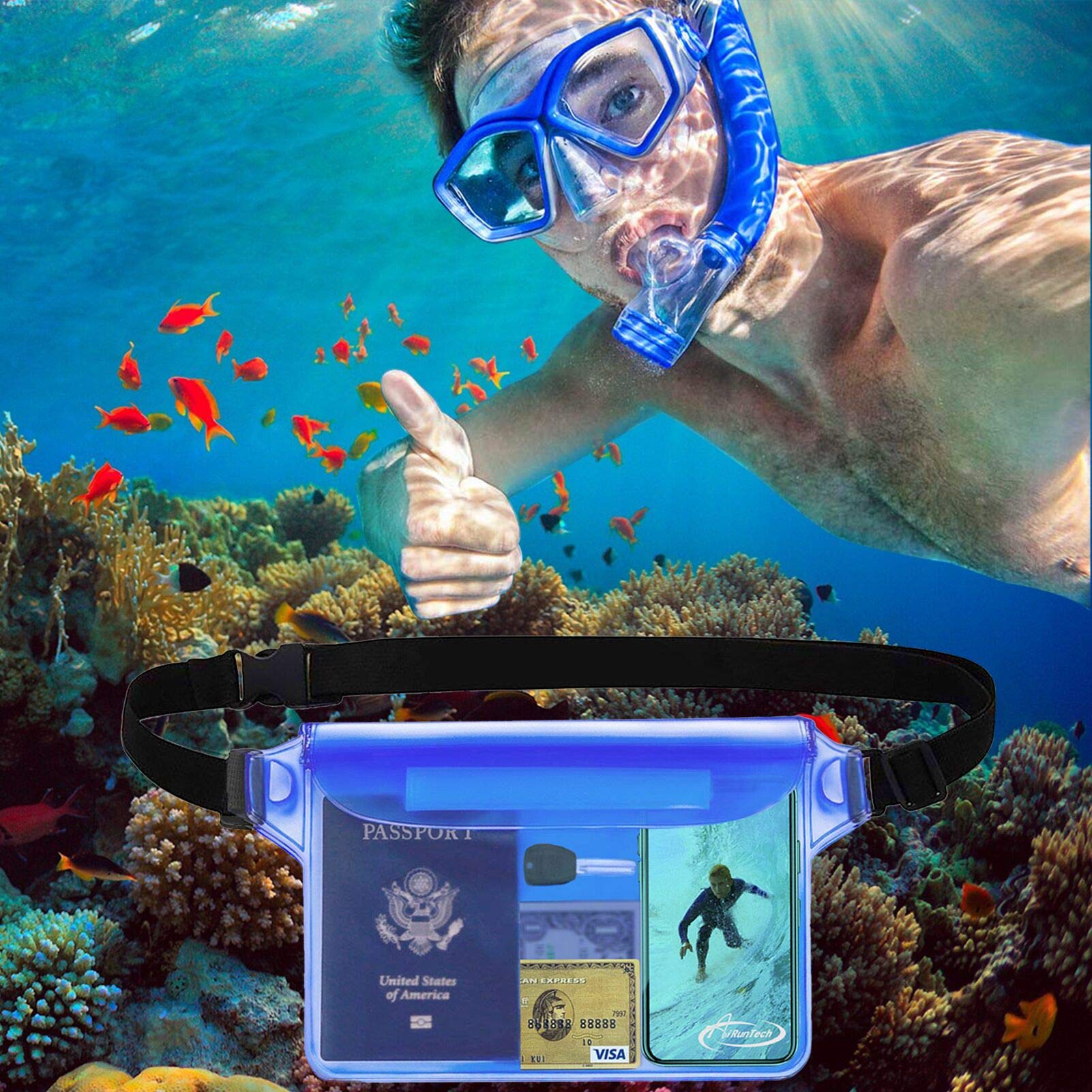 2-Pack Waterproof Waist Pouch