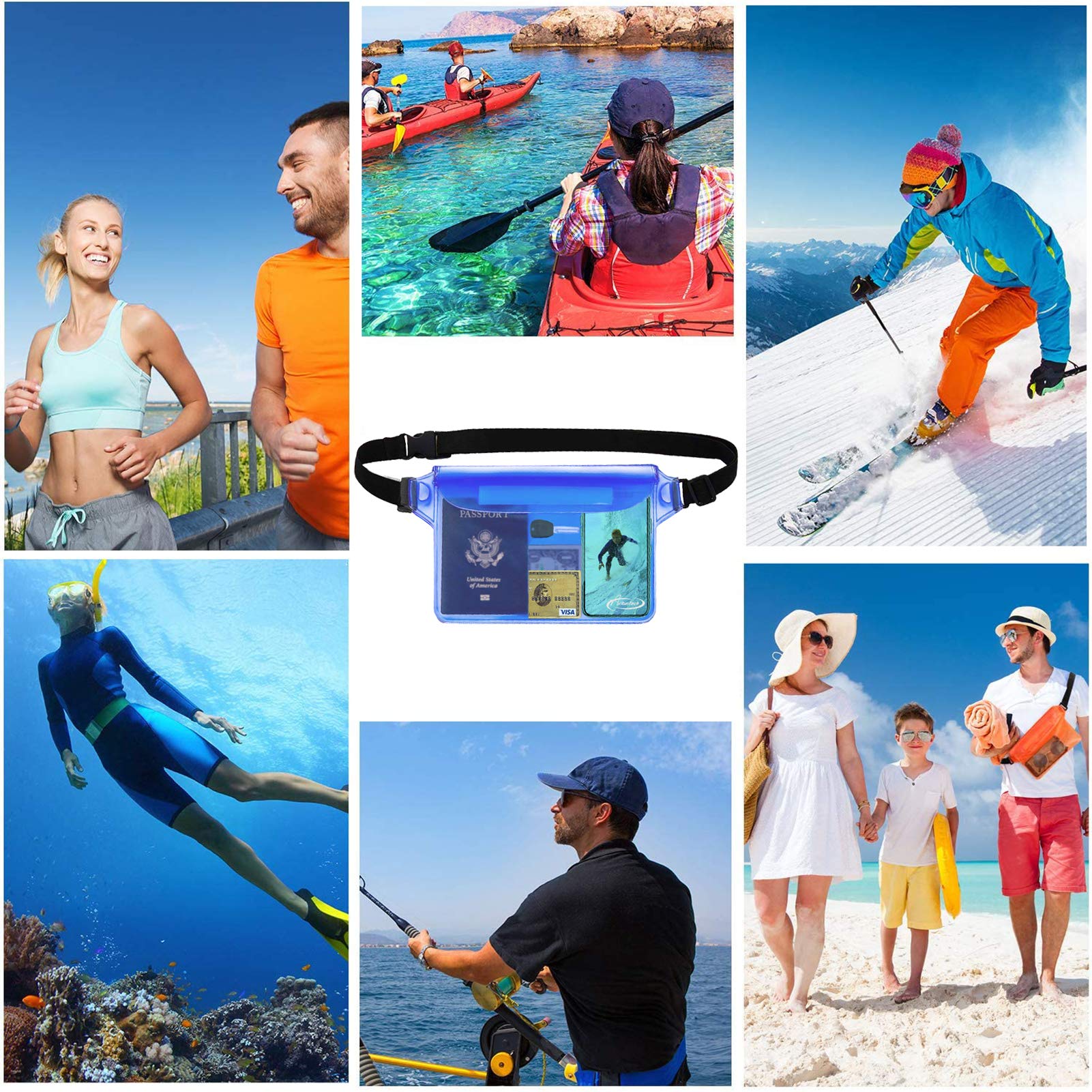 2-Pack Waterproof Waist Pouch